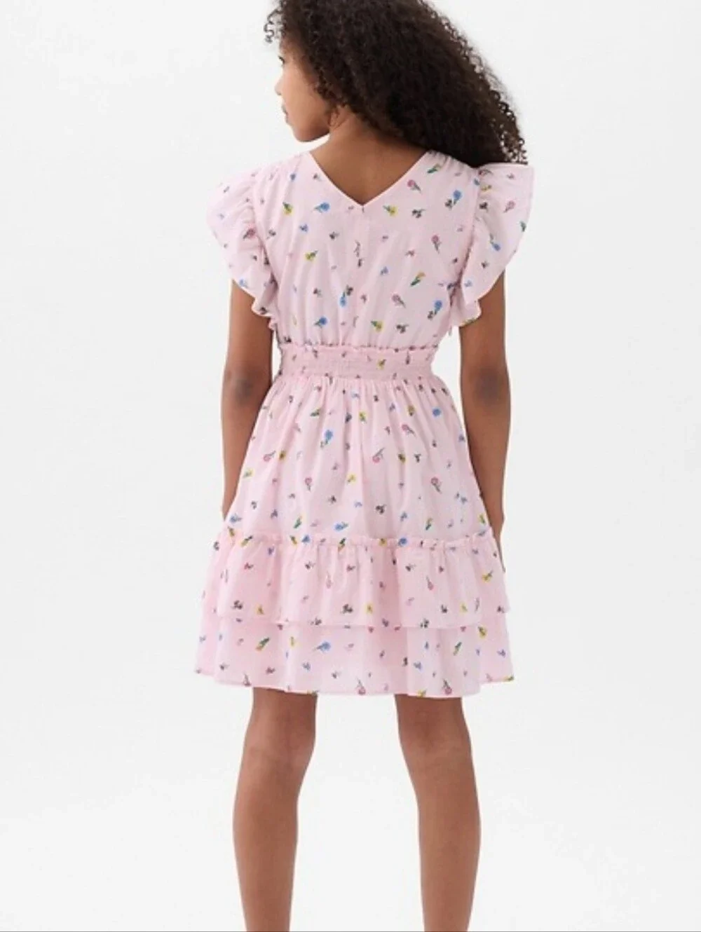 Gap Kids Girls SM 4/5 Pink Floral Ruffle Tiered Dress